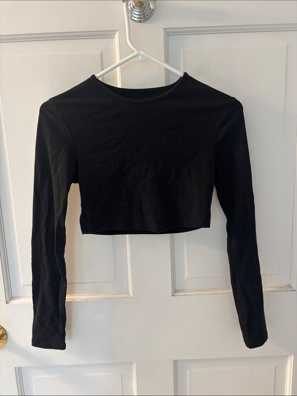 Women’s Black Long Sleeve Super Cropped Top